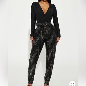 Elegant Black Sequin Jumpsuit (Fashion Nova)